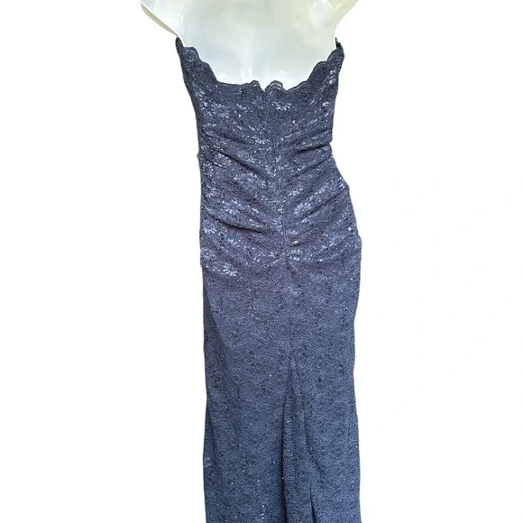 BNWT Vintage Deadstock Sequin Lace Gown & Bolero Shrug Navy Blue - 6